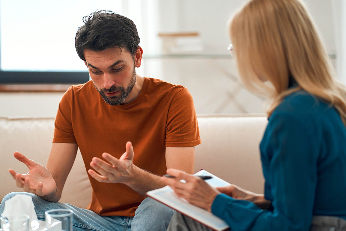 Man learning about long-term heroin treatment