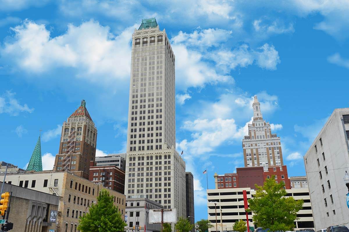 A towering skyline shows drug rehab programs in Tulsa, OK