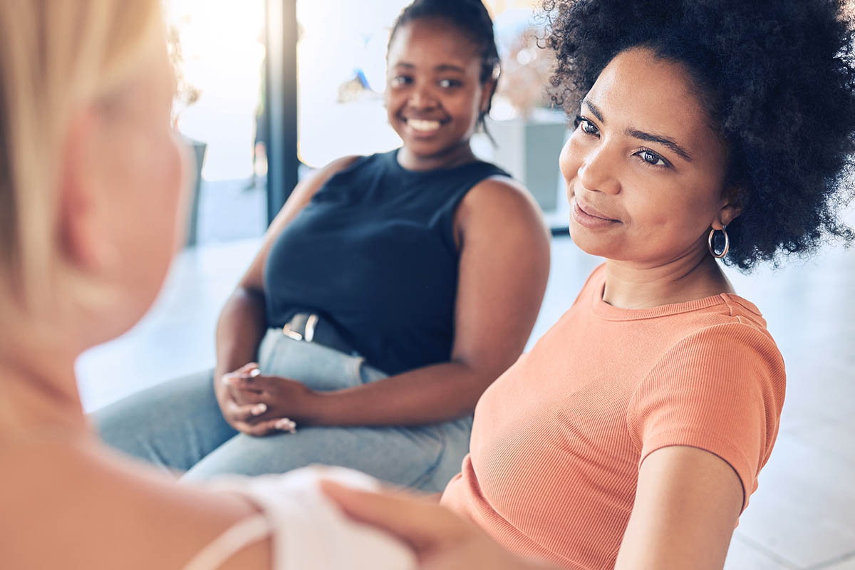 Three women in anxiety therapy program