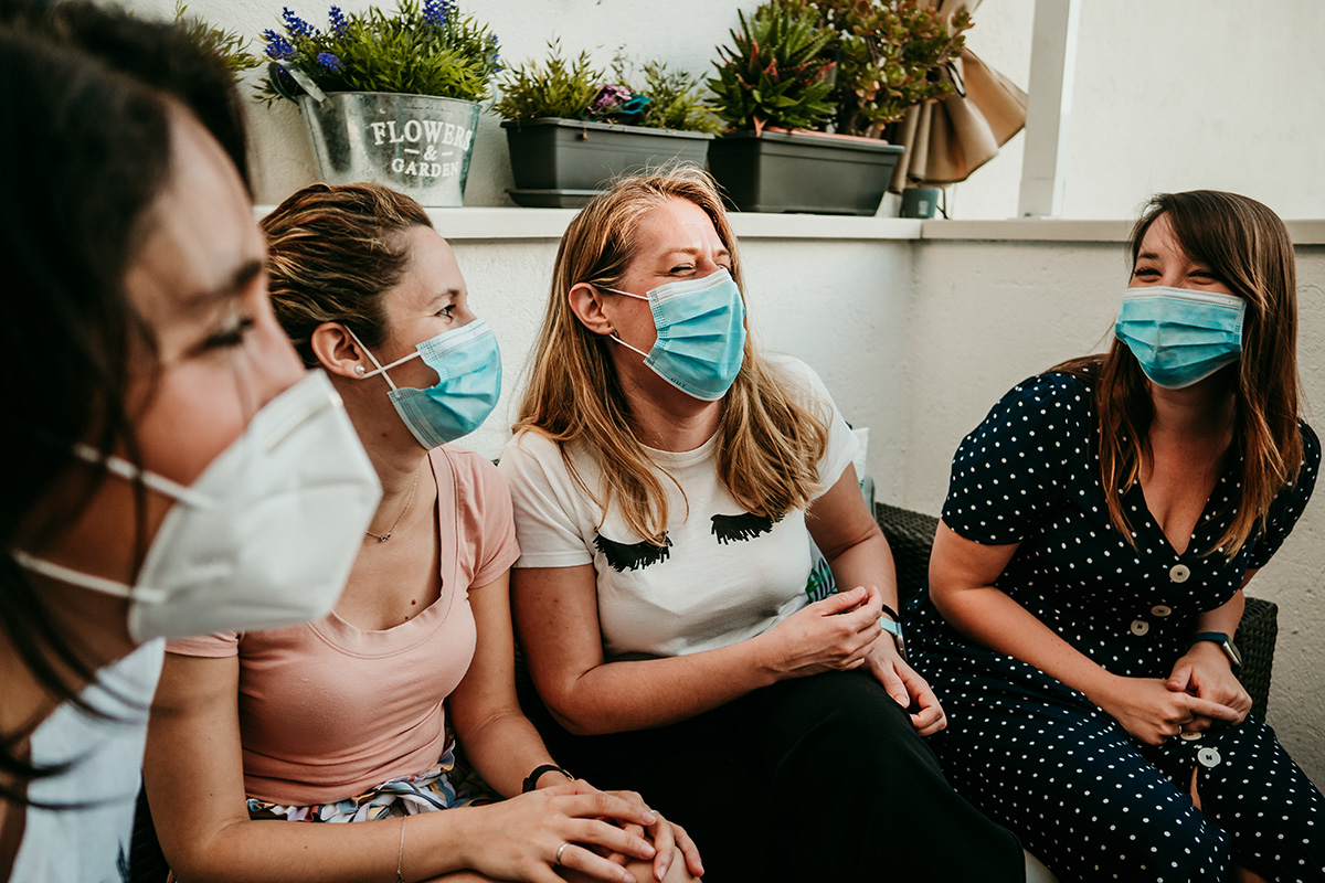 women wear masks during residential recovery during COVID