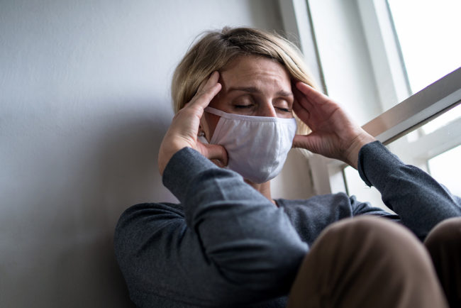 woman struggles with anxiety during quarantine