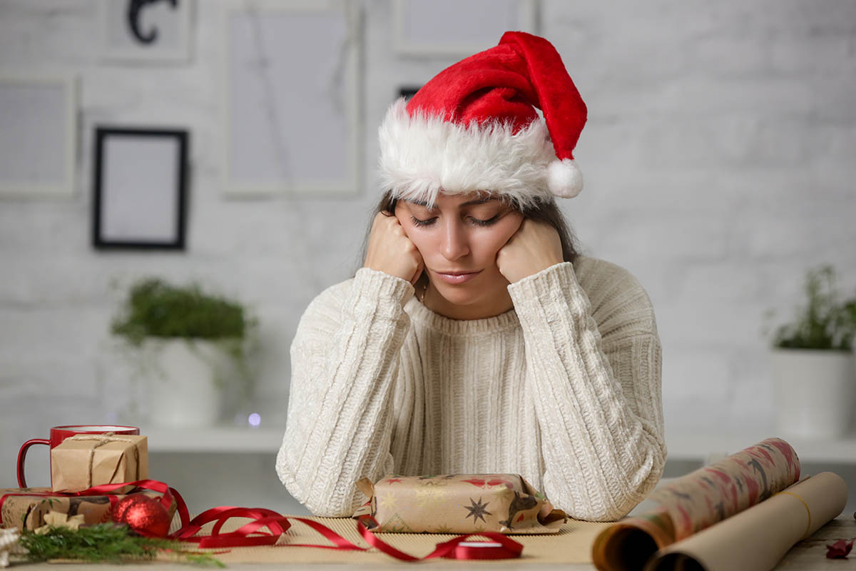 person dealing with a holiday hangover