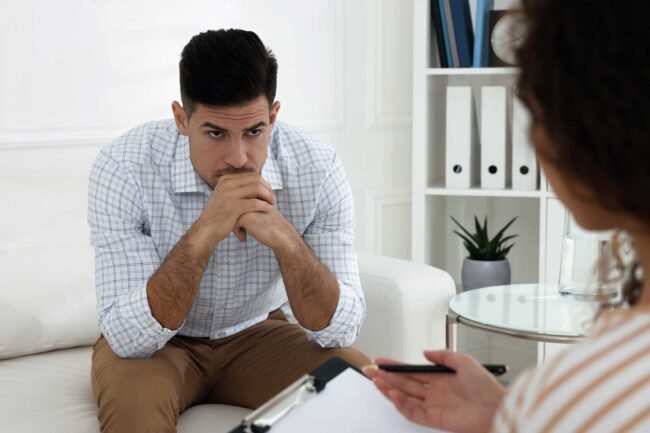 A man in a men's addiction treatment center in San Antonio
