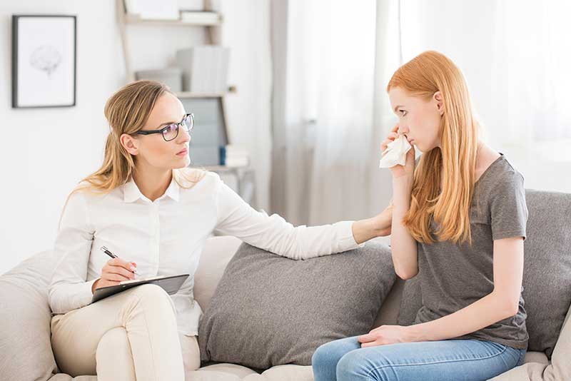 A young woman in prescription drug addiction treatment