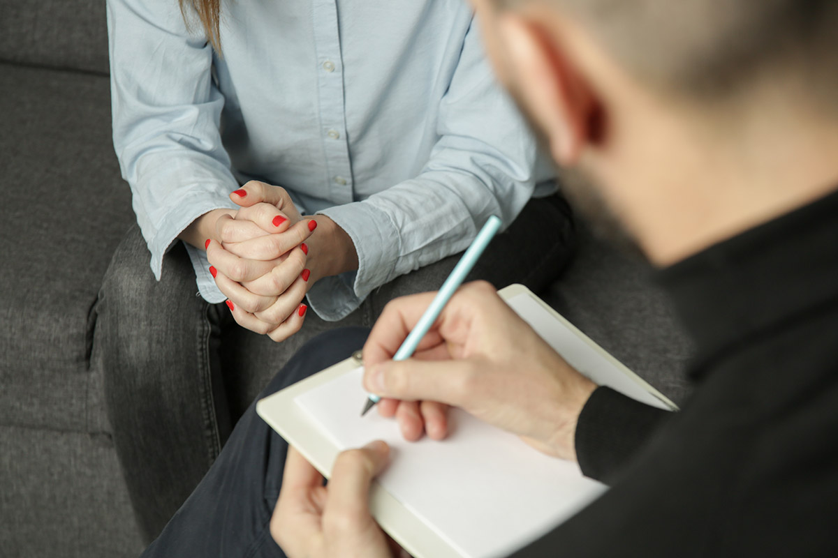 A therapist and client discuss tips for relapse prevention