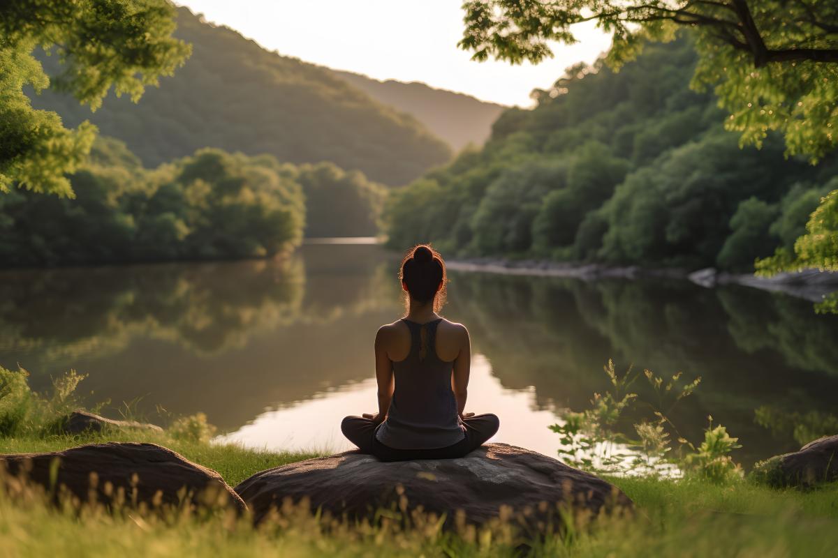 A woman in nature who knows how yoga therapy can benefit you